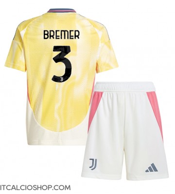 Juventus Gleison Bremer #3 Seconda Maglia Bambino 2024-25 Manica Corta (+ Pantaloni corti)